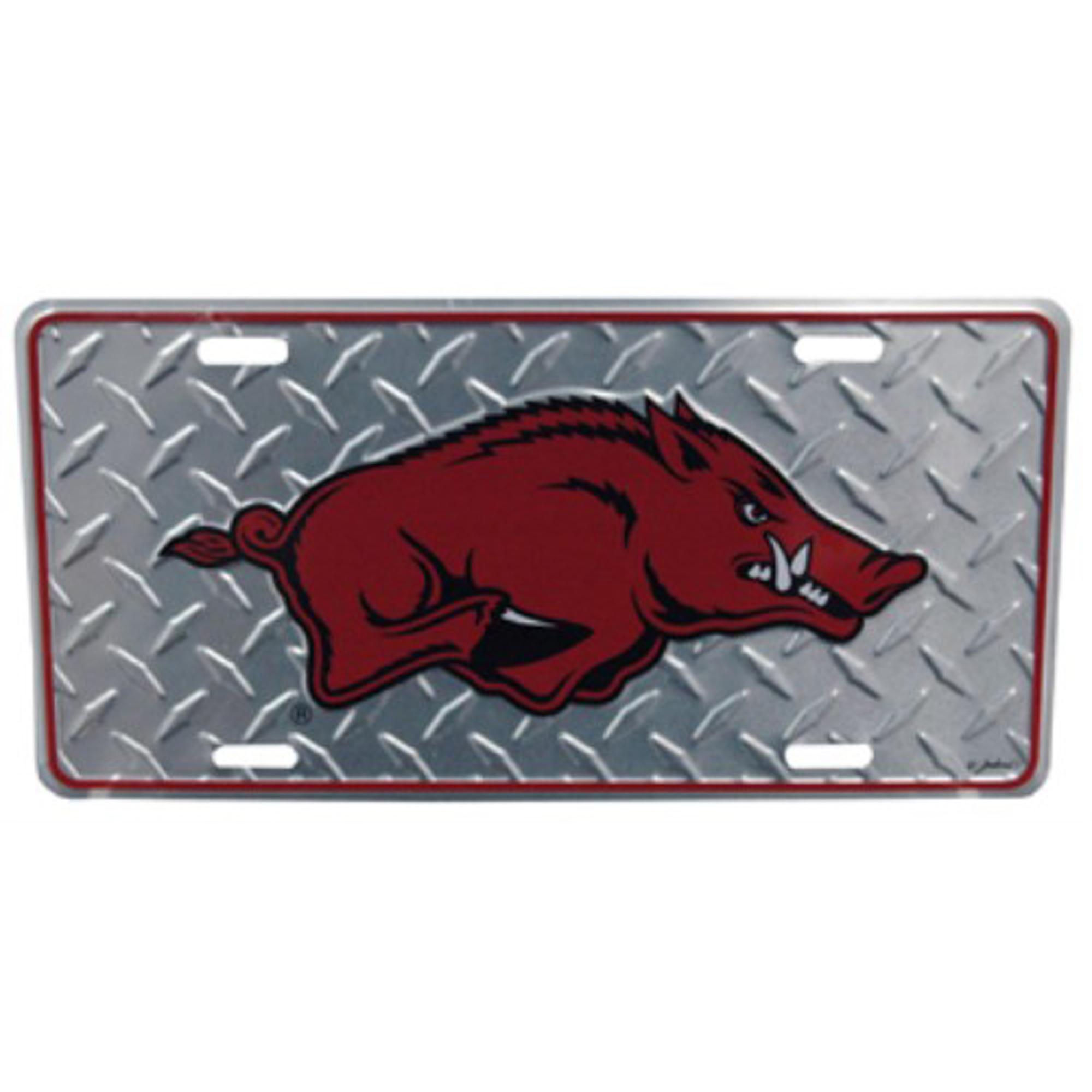 image of: Arkansas Razorback Jenkins Enterprises Chrome Diamond License Plate - Chrome