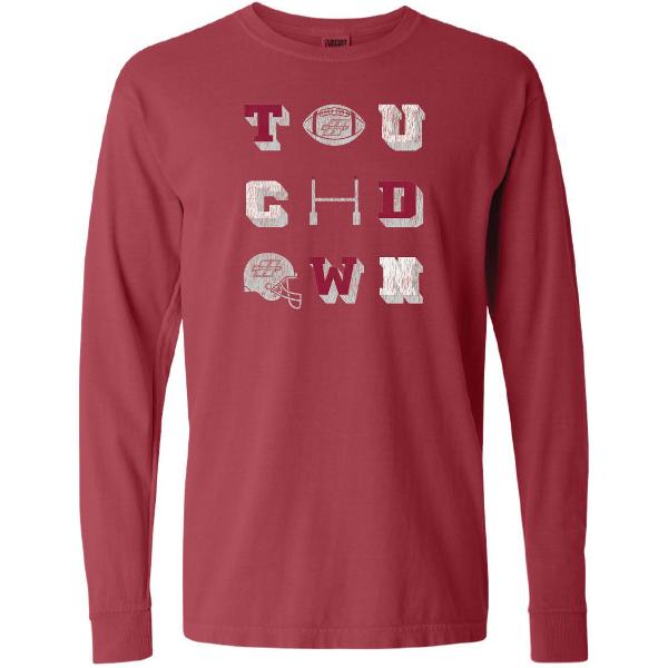 Reddies Touchdown Comfort Colors Long Sleeve Tee; $39.99