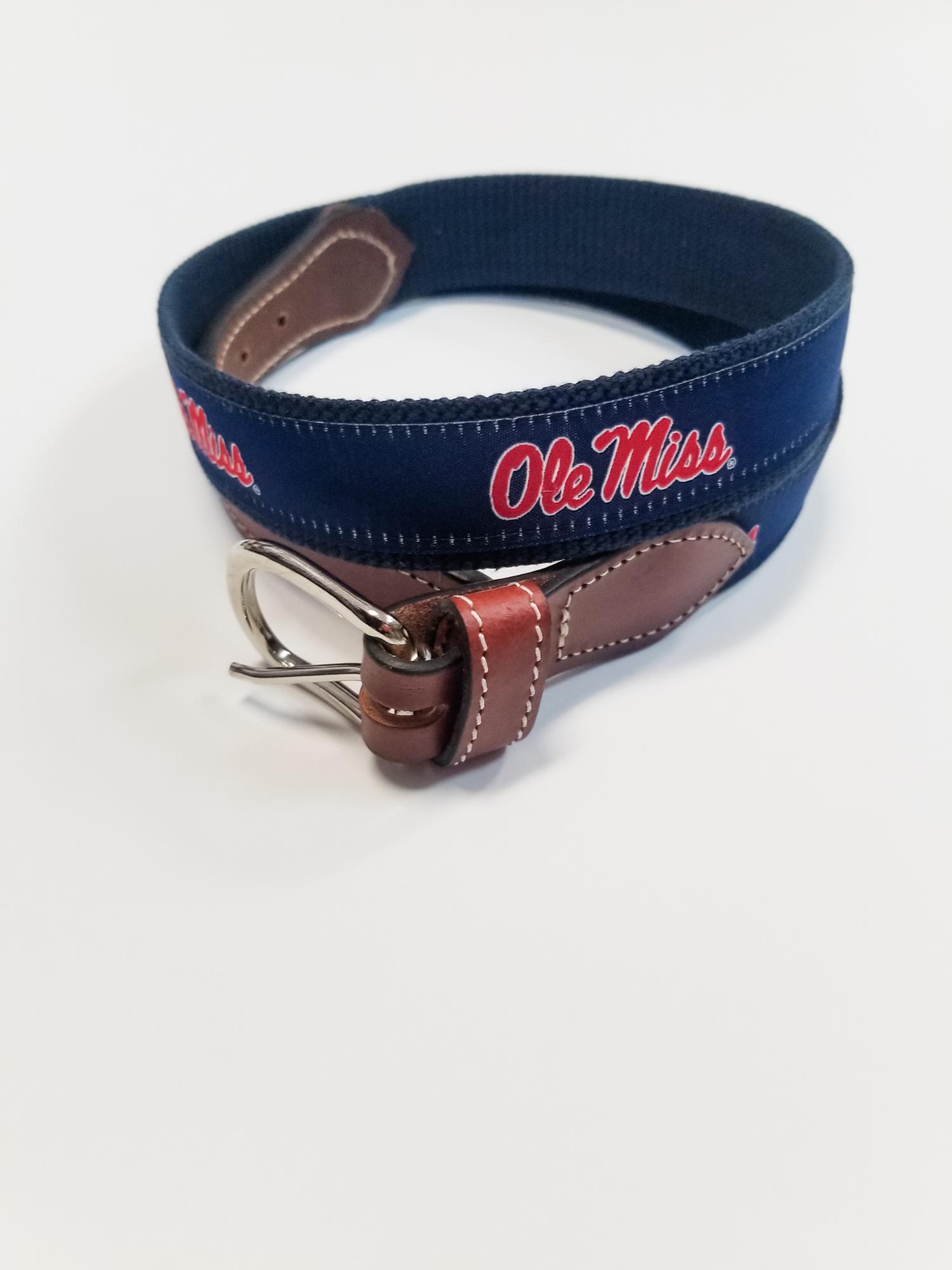 image of: Ole Miss Script Ribbon Canvas Belt