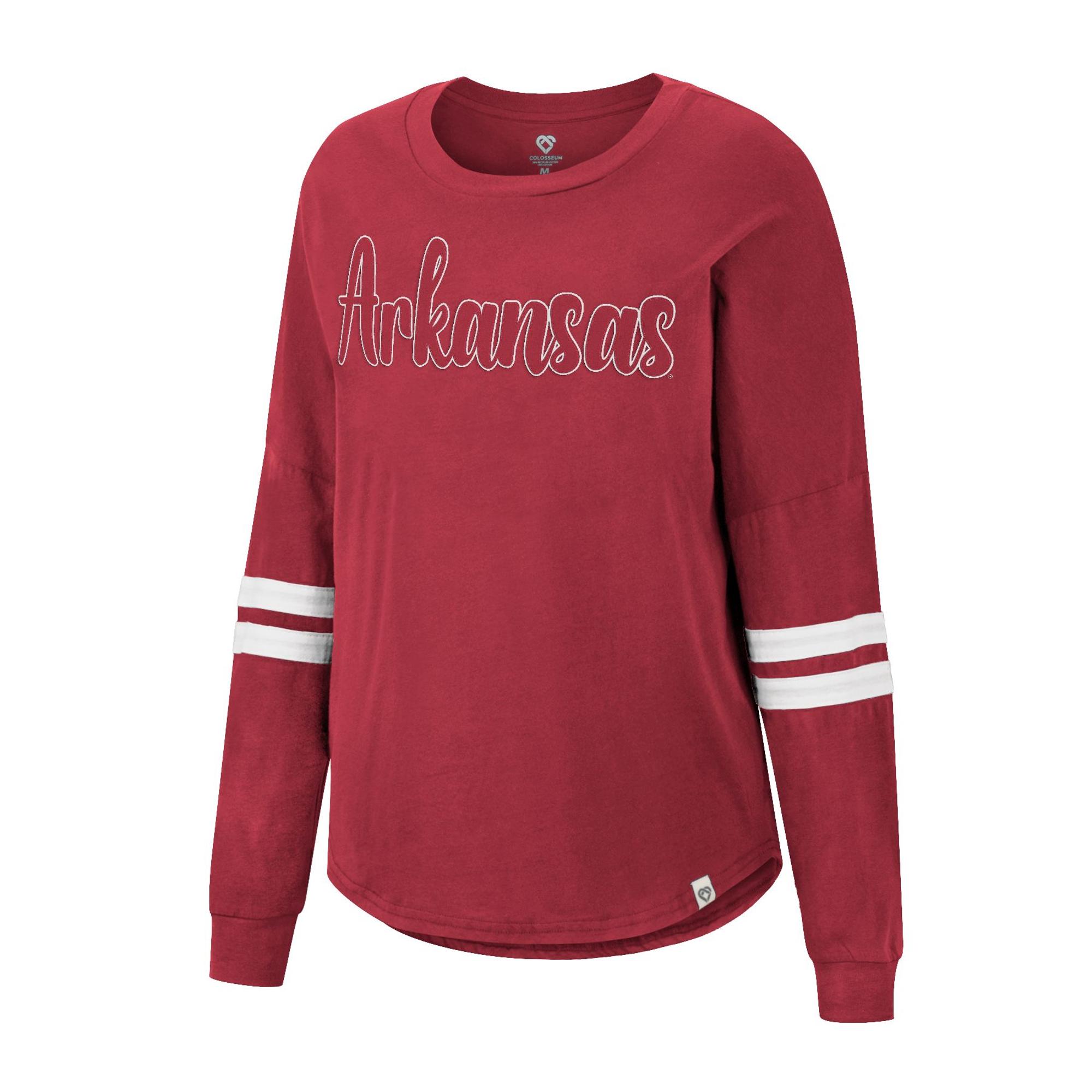 image of: MD25-Arkansas Razorbacks Women's Earth 1st Recycled Long Sleeve Spirit Tee - Cardinal