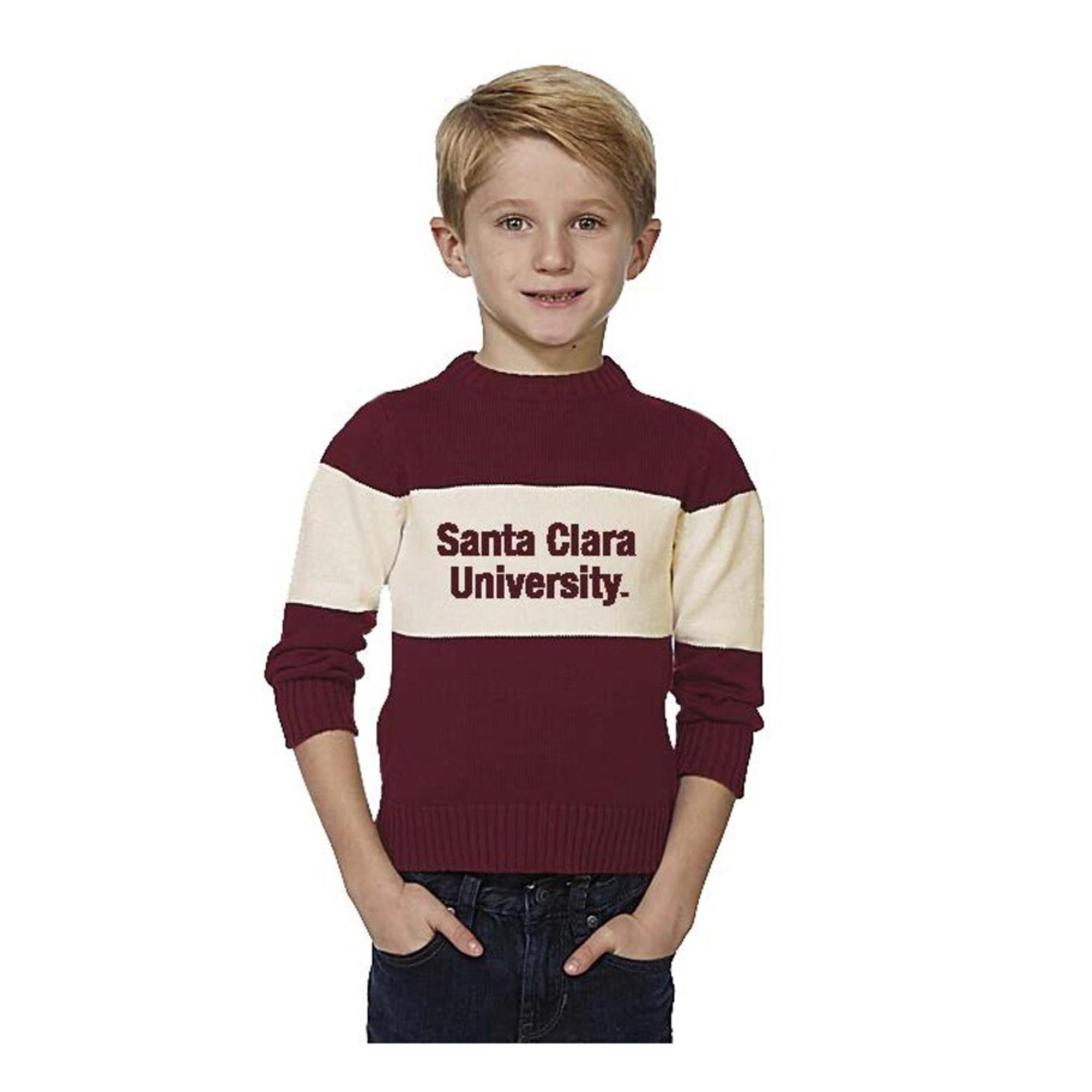 image of: Santa Clara University Youth Bar Down Crew Neck Sweater, Crimson