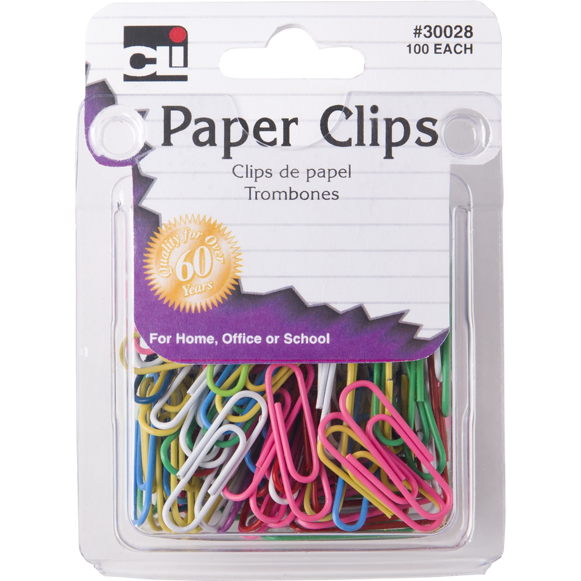 image of: Charles Leonard Paper Clips - Asst Small 100Pk BP Vinyl