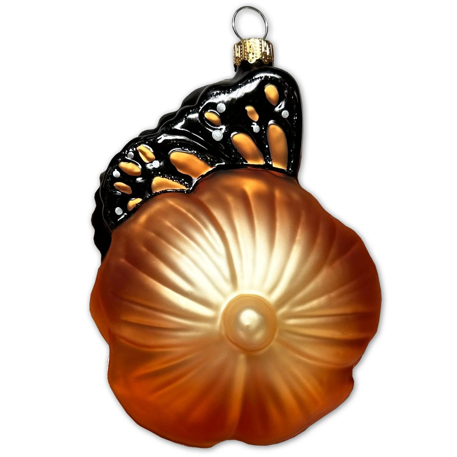 Product image 3 of 4 for California Poppy and Monarch Butterfly Glass Christmas Ornament
