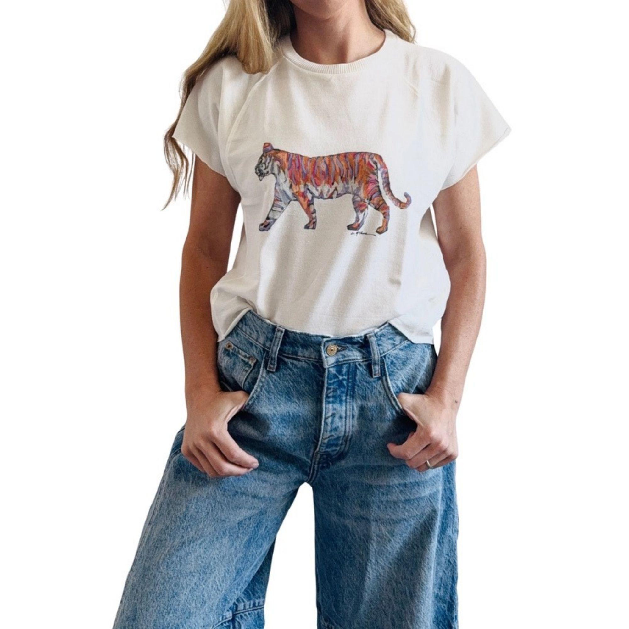 Product image 1 of 1 for Olivet Nazarene University Tiger Edgy Short Sleeve Tee, White