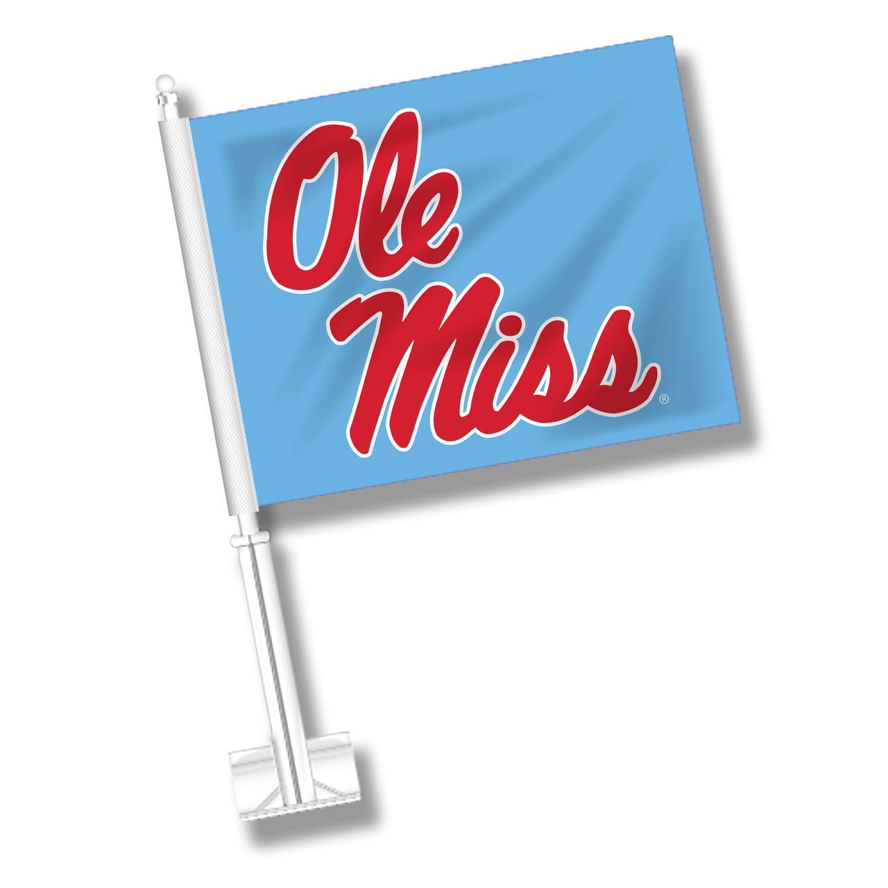 image of: Ole Miss Powder Blue Car Flag