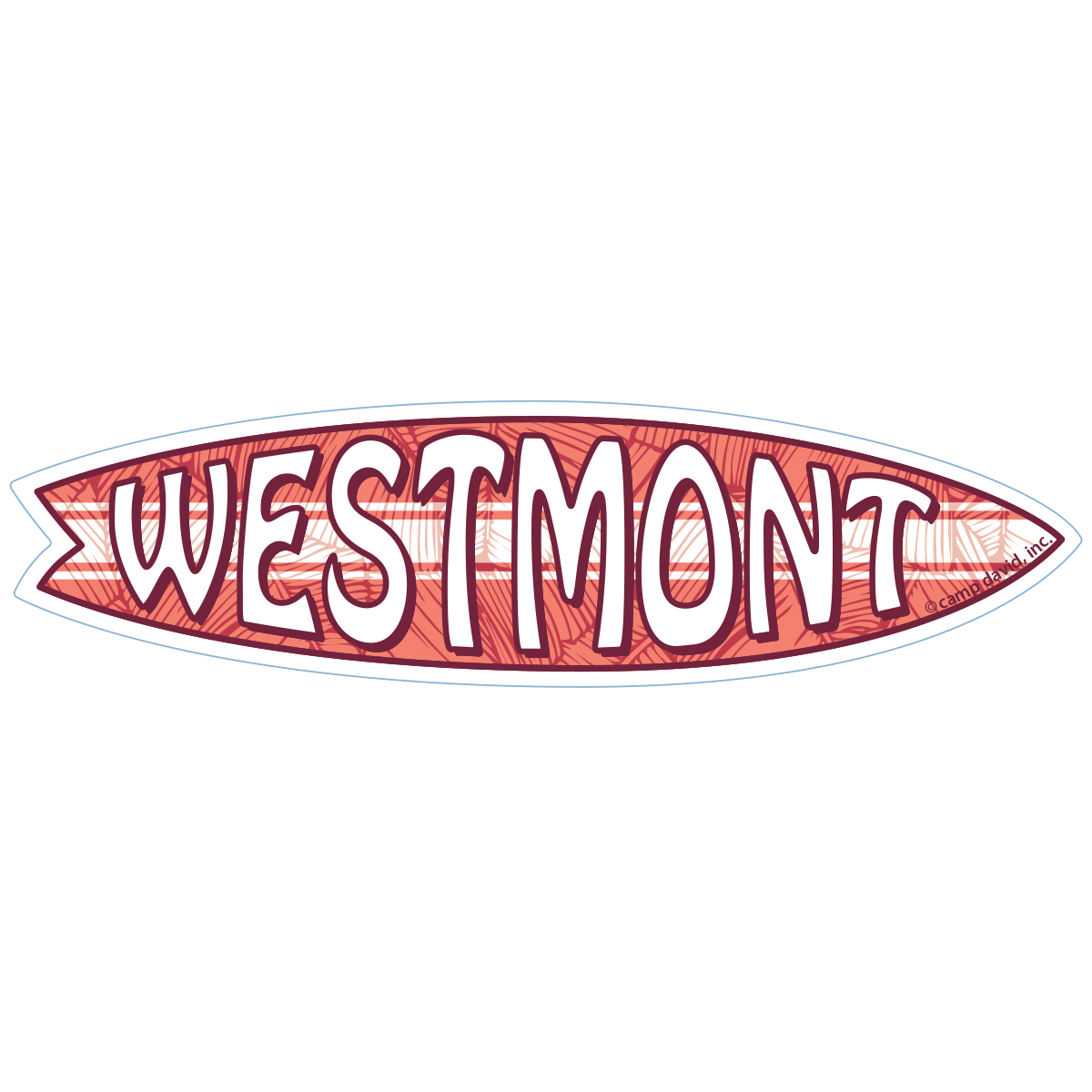 image of: Camp David Surfboard 3" x 4" Decal