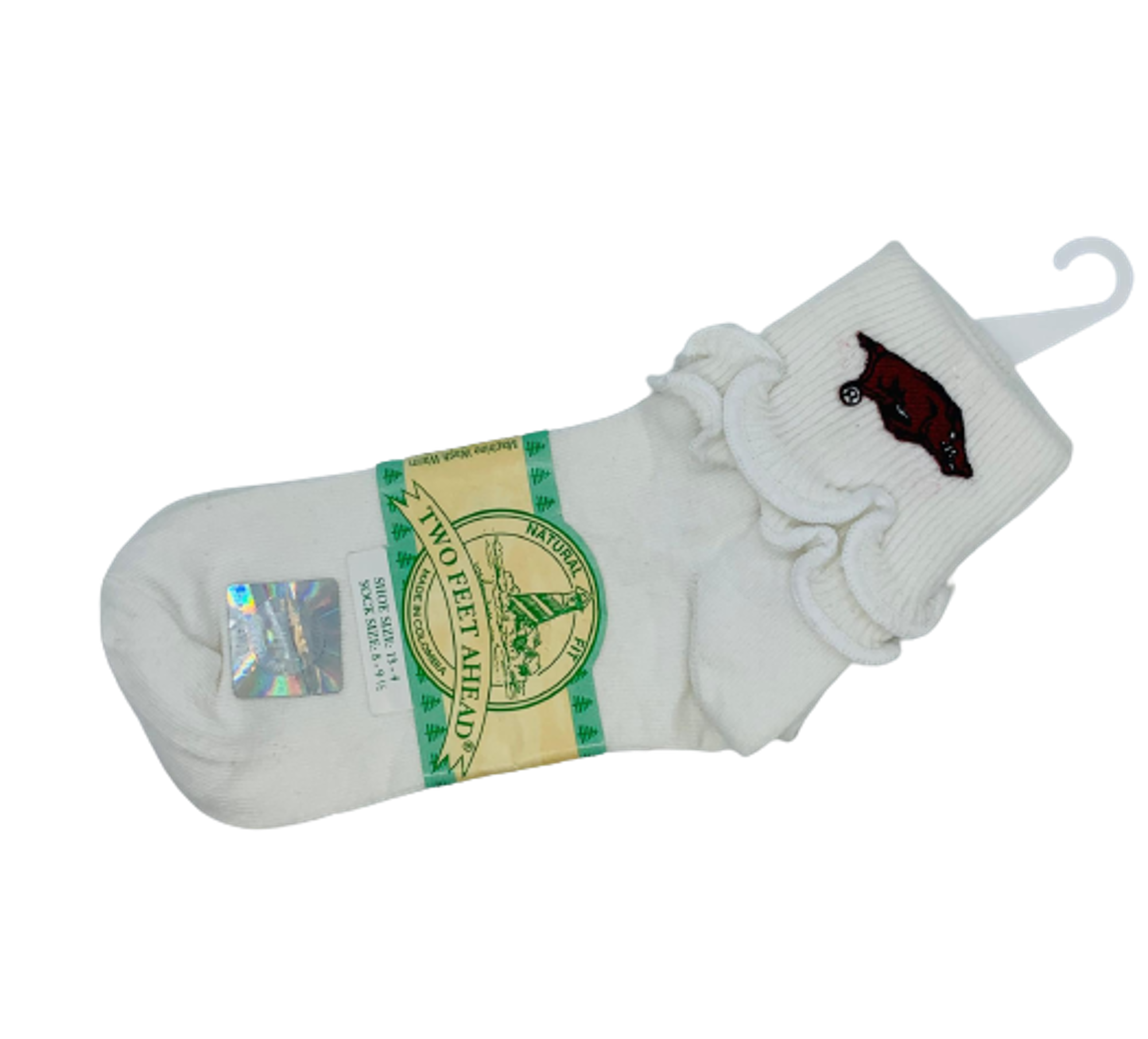 image of: Arkansas Razorback Girls Double Ripple Socks - White