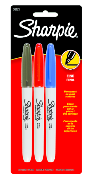 Sharpie Permanent Marker, 3pk - Red, Blue, Black; $5.99