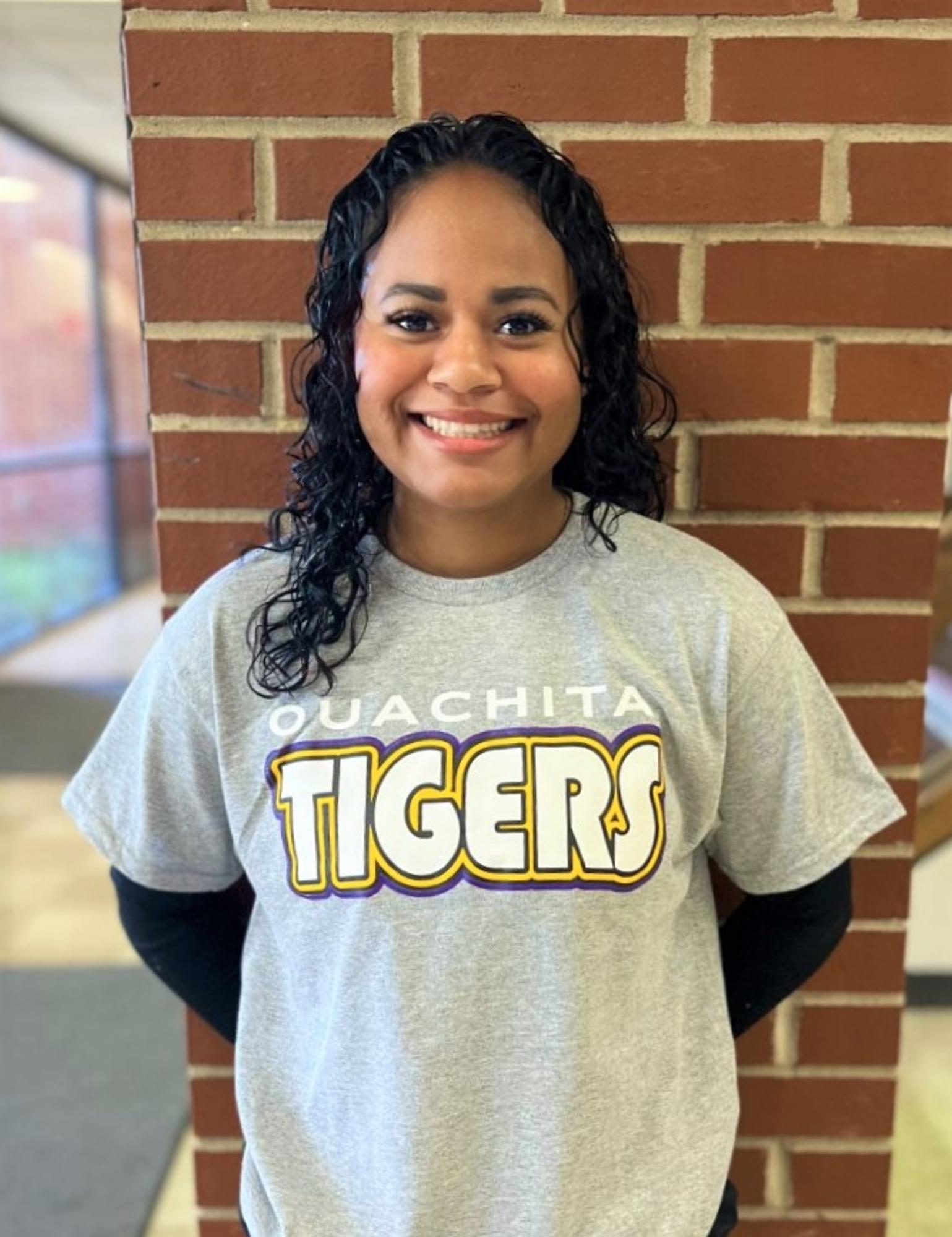 image of: Ouachita Tigers Bubble Letter Dryblend Short Sleeve Tee