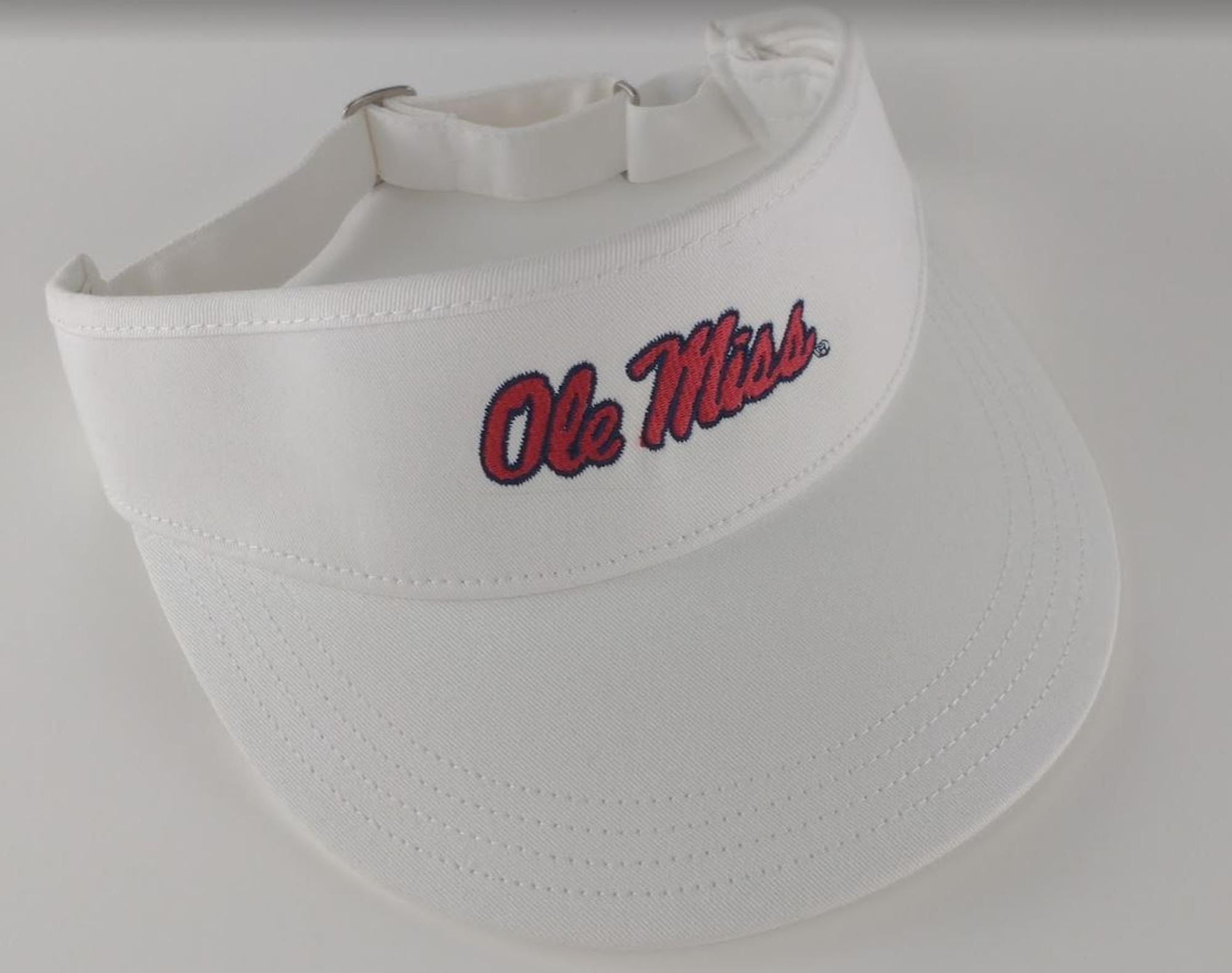 image of: Ole Miss Script Golf Visor White