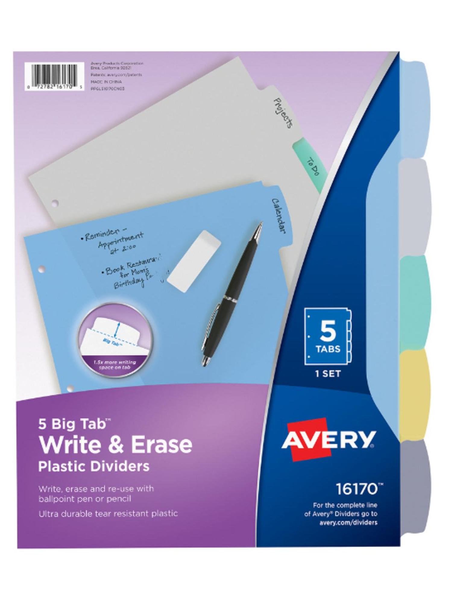 Product image 1 of 1 for Avery Big Tab Write and Erase Plastic Dividers, 5 Tabs
