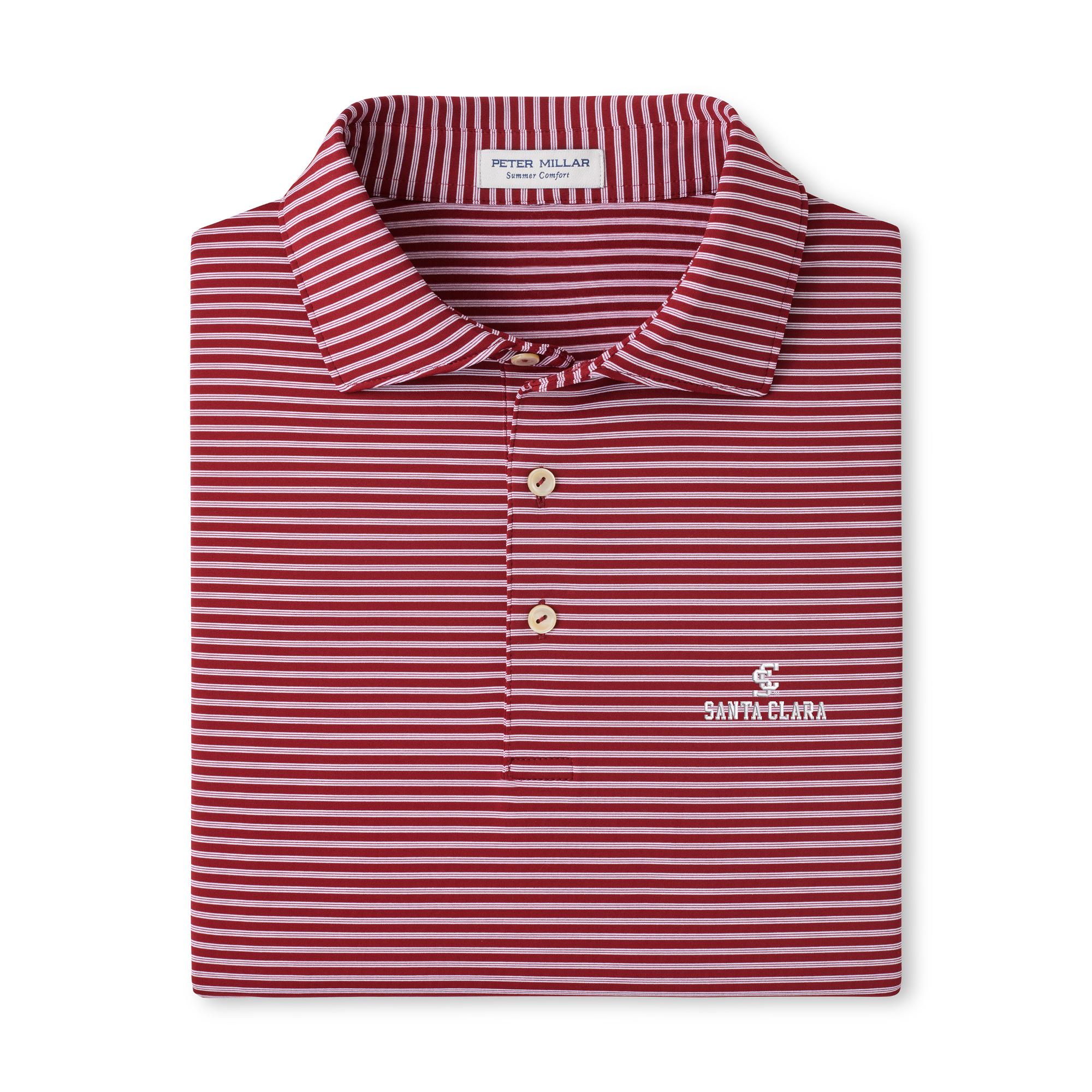 Product image 1 of 1 for Santa Clara Broncos Peter Millar Tiebreaker Jersey Stripe Polo, Maroon