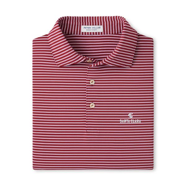 Santa Clara Broncos Peter Millar Tiebreaker Jersey Stripe Polo, Maroon; $159.99