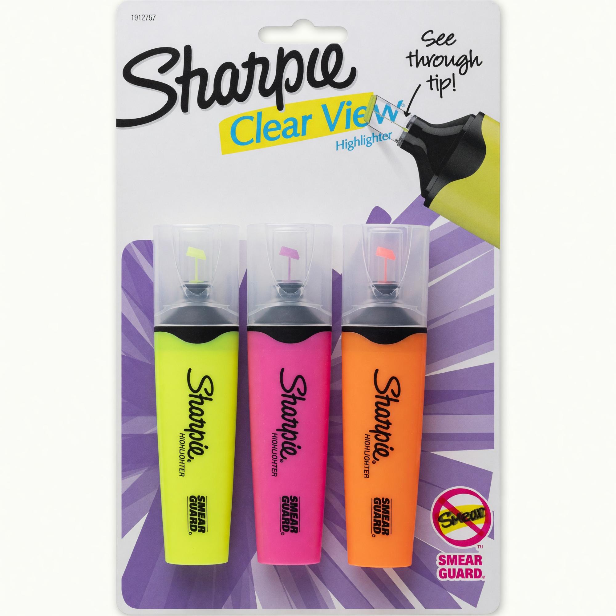 Product image 1 of 1 for Sharpie Clear View Tank Style Highlighter - Asst Chisel 3Pk BP