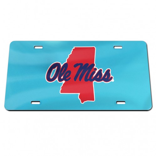 image of: Ole Miss State Shape Acrylic Tag Powder Blue