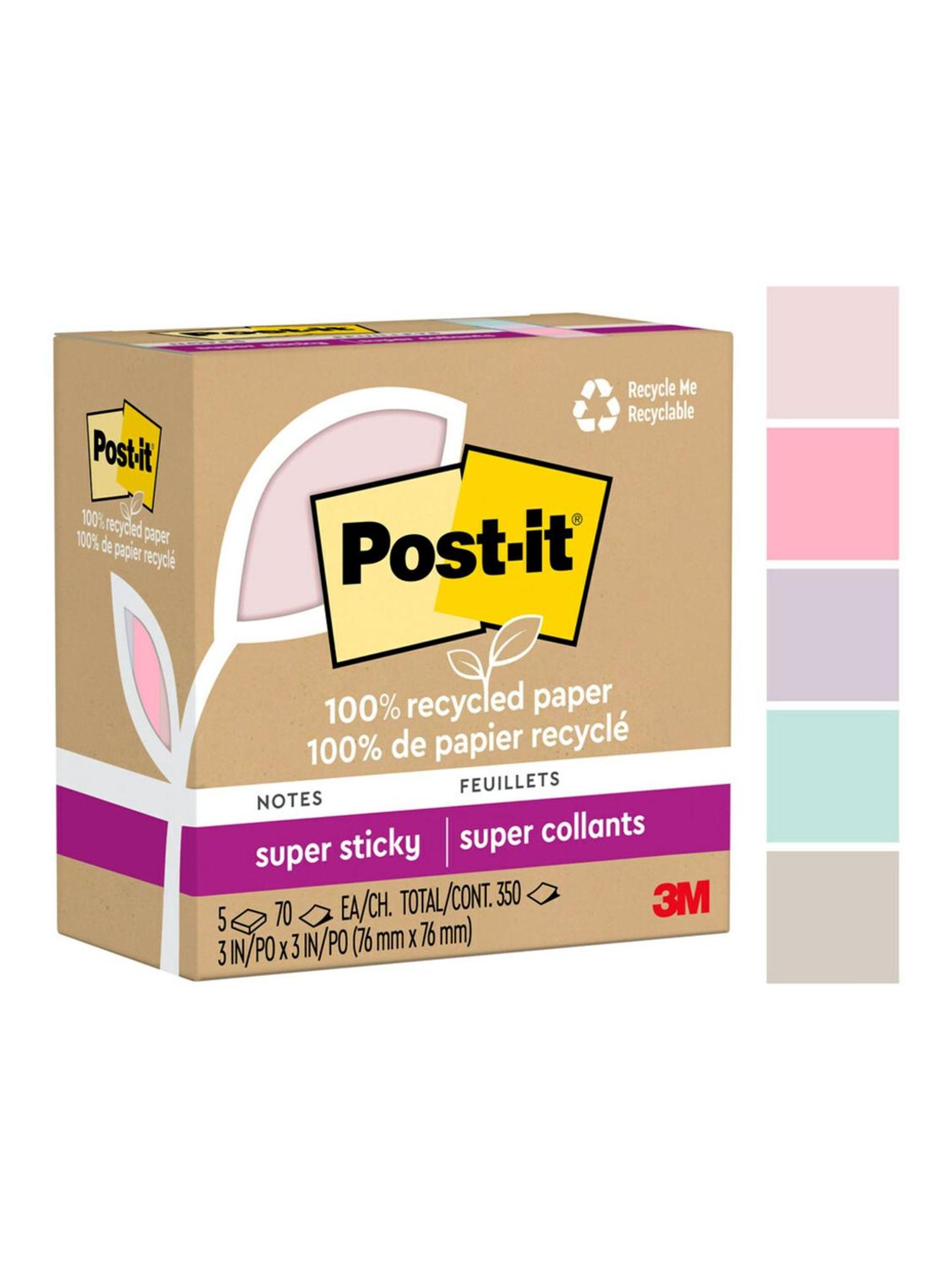 Product image 1 of 1 for Post-It 3in x 3in Recycled Super Sticky Notes, 5 Pack, Pastels