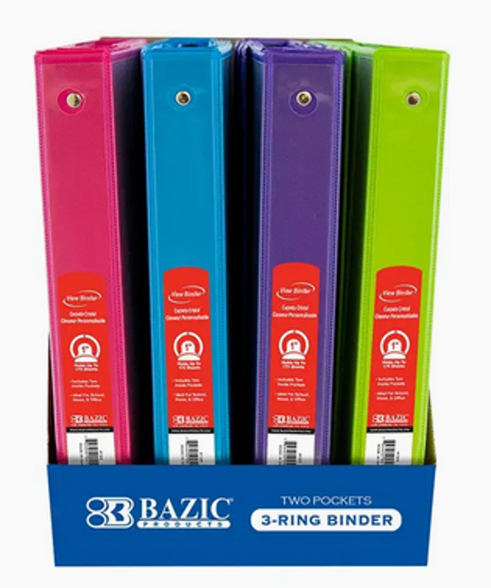 image of: 1" ASSORTED NEON COLOR 3 RING BINDER