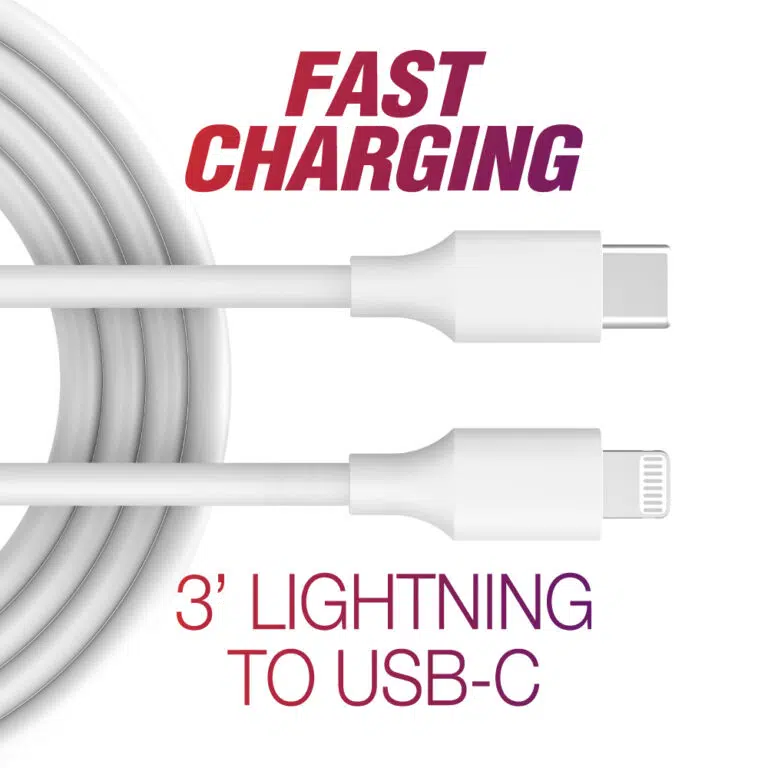 image of: CABLE 3' LIGHTNING USB-C FAST WHITE