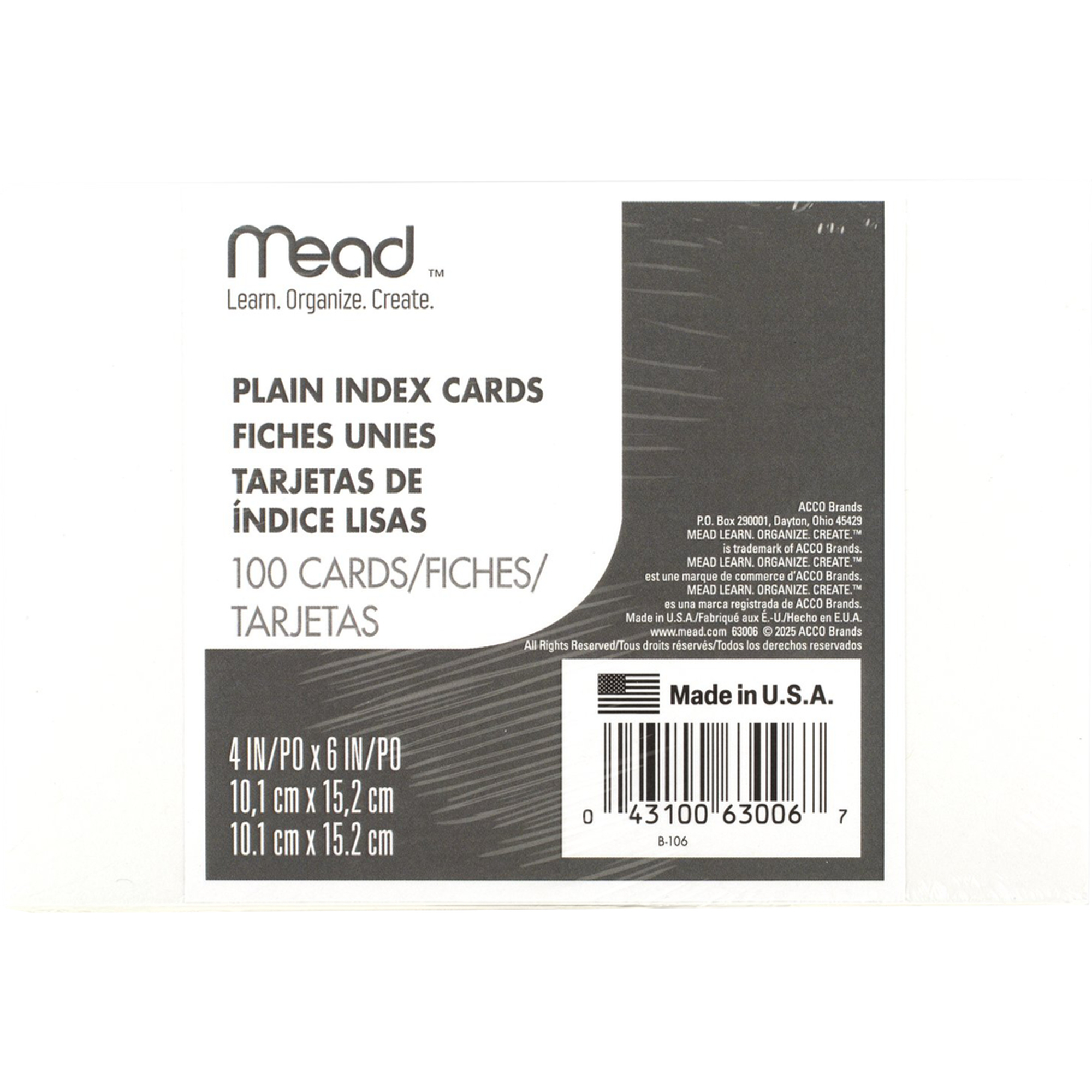 Product image 1 of 1 for Mead Index Card - White 4x6in 100Ct Bulk Blank