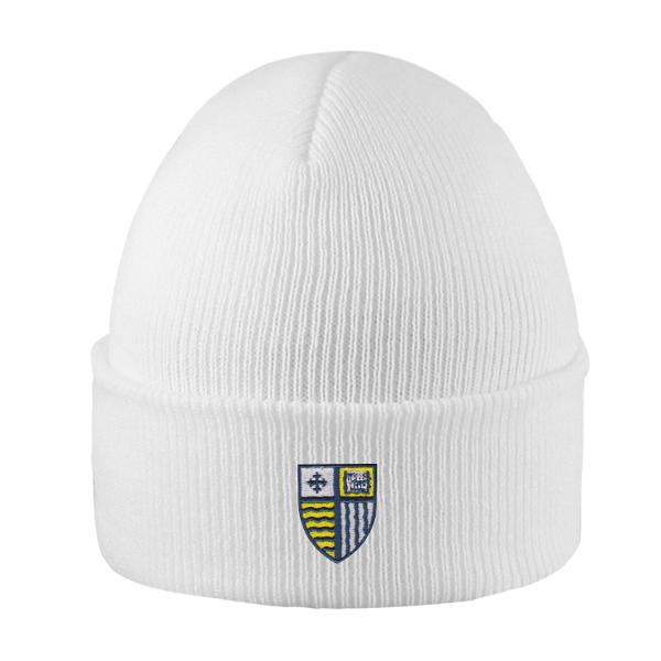 White Shield Cuff Beanie; $18.99