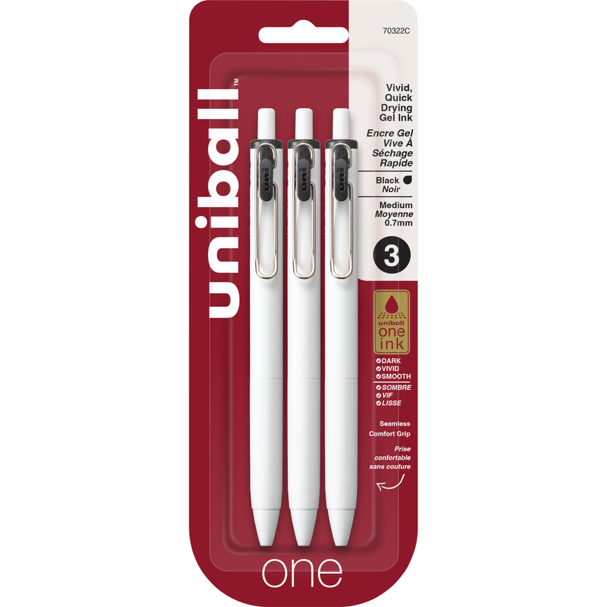 Product image 1 of 2 for uni-ball one Retractable Gel Pen - Black 0.7mm 3Pk BP