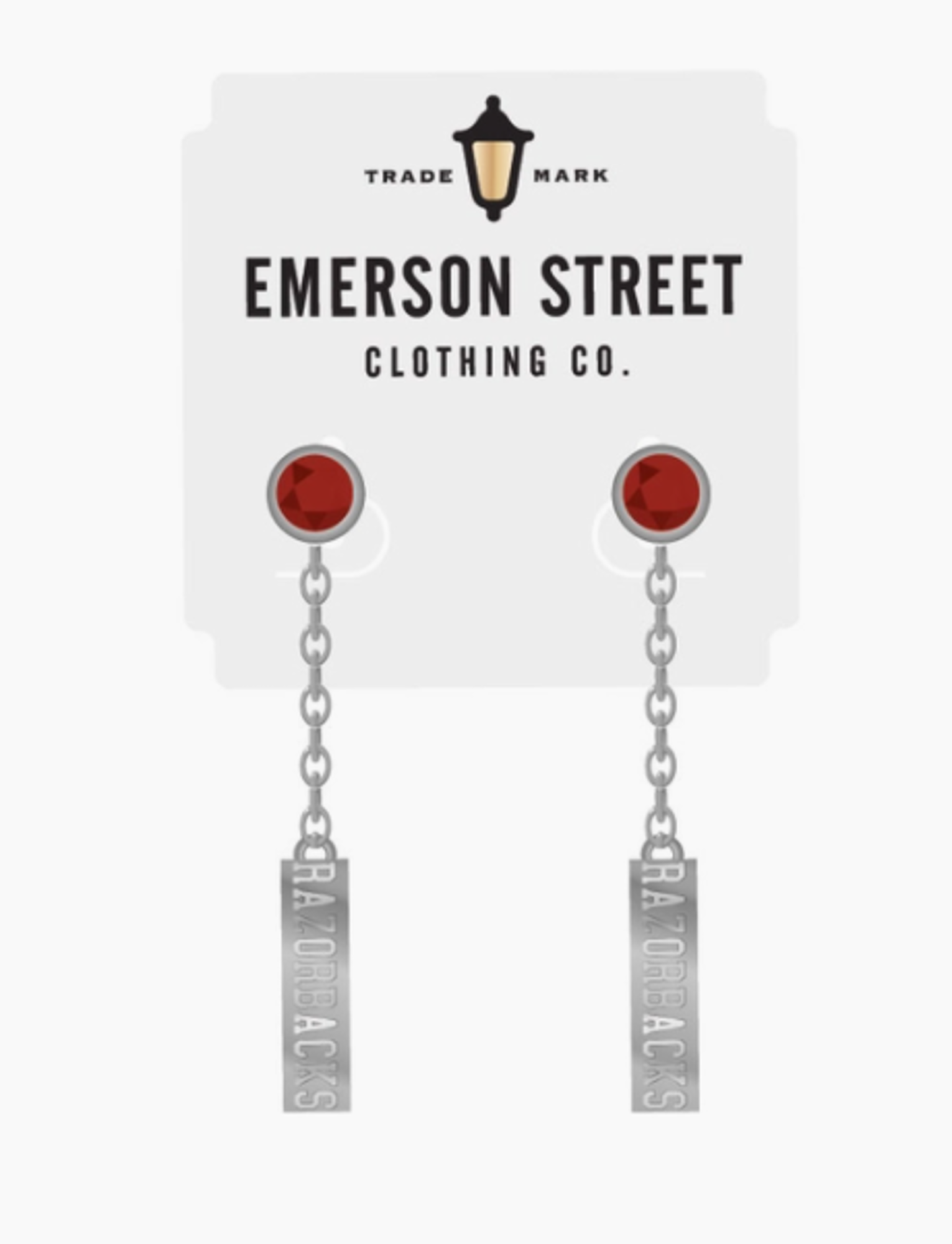 image of: Arkansas Razorbacks Emerson Street Silver Dangle Earrings