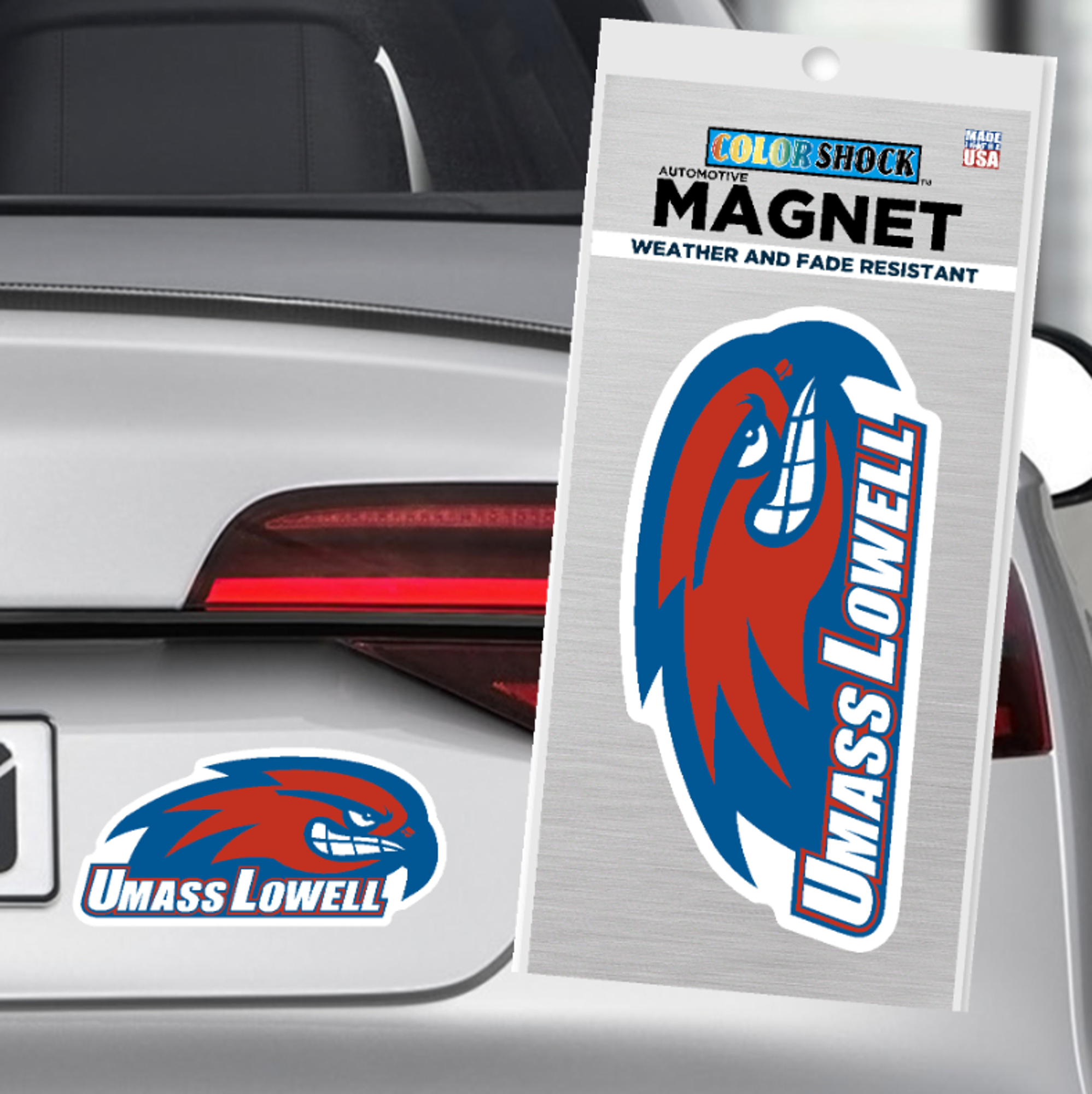 image of: UMass Lowell River Hawk Automotive Magnet