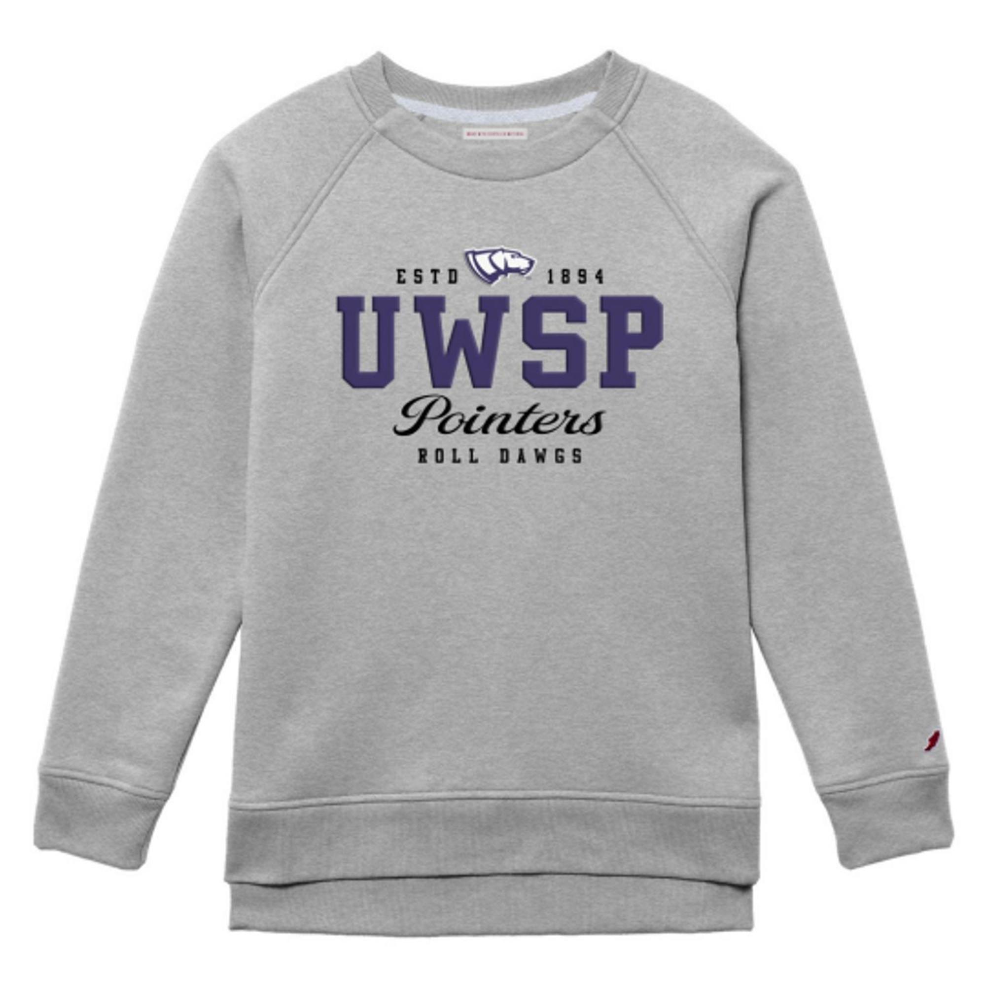 Product image 1 of 1 for UWSP Women's 1991 Crewneck Sweatshirt, UWSP Pointers Logo, Vintage Grey