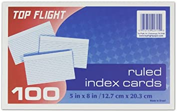 image of: Ruled 5x8 Index Cards- 100 pack