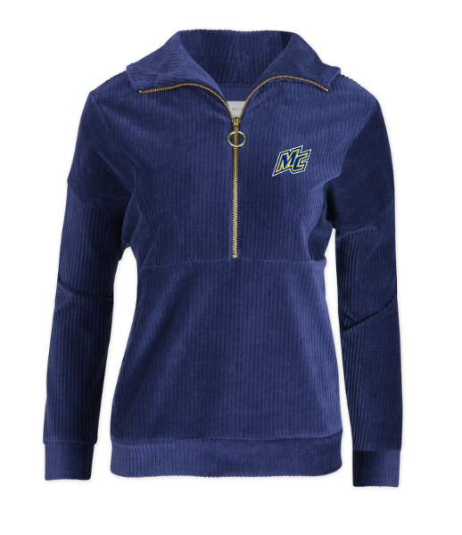 Women's Manchester 1/4 Zip Corded Velour Hoodie - Navy; $74.99
