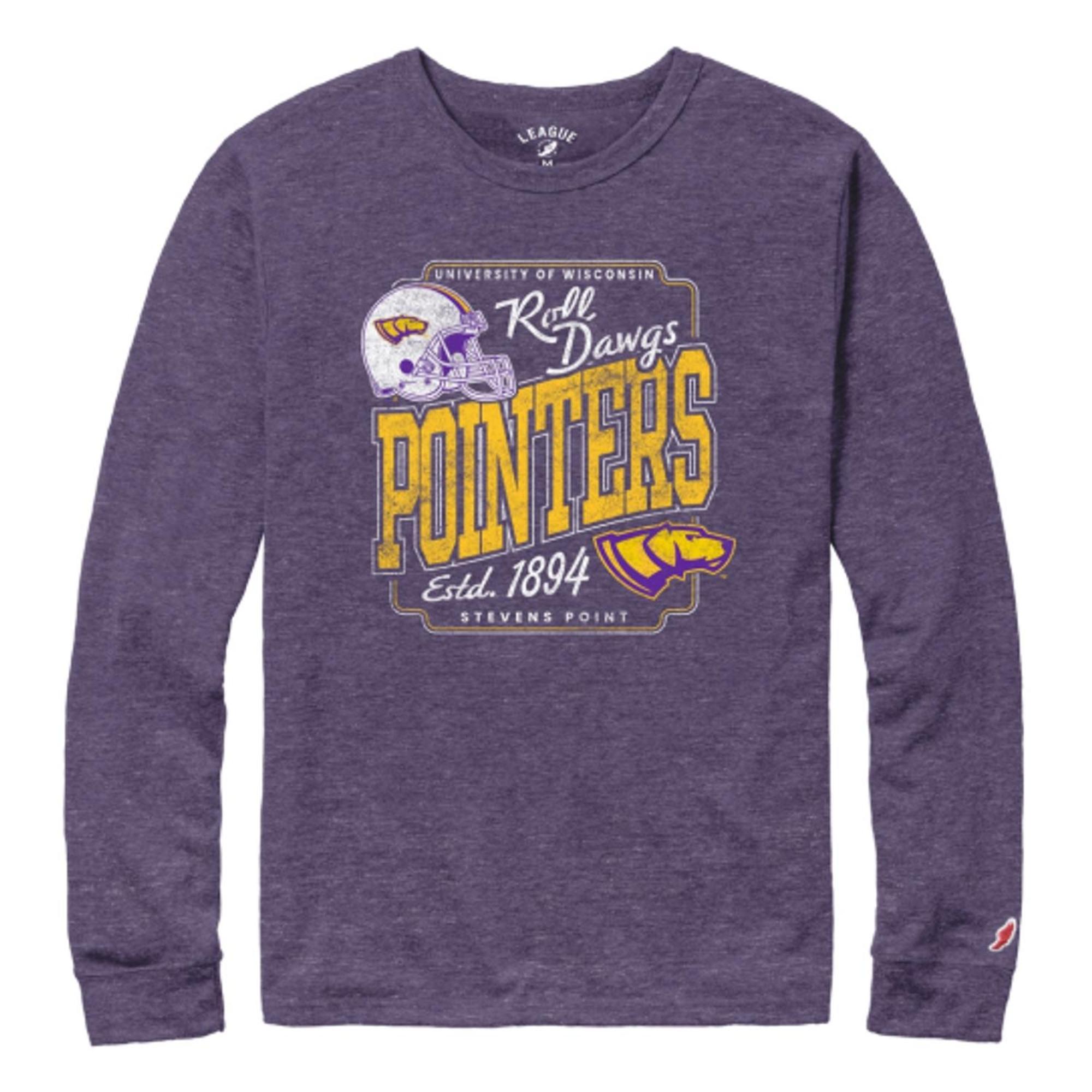 Product image 1 of 1 for UWSP Victory Falls Long Sleeve Tee, Pointers Logo, Heather Purple