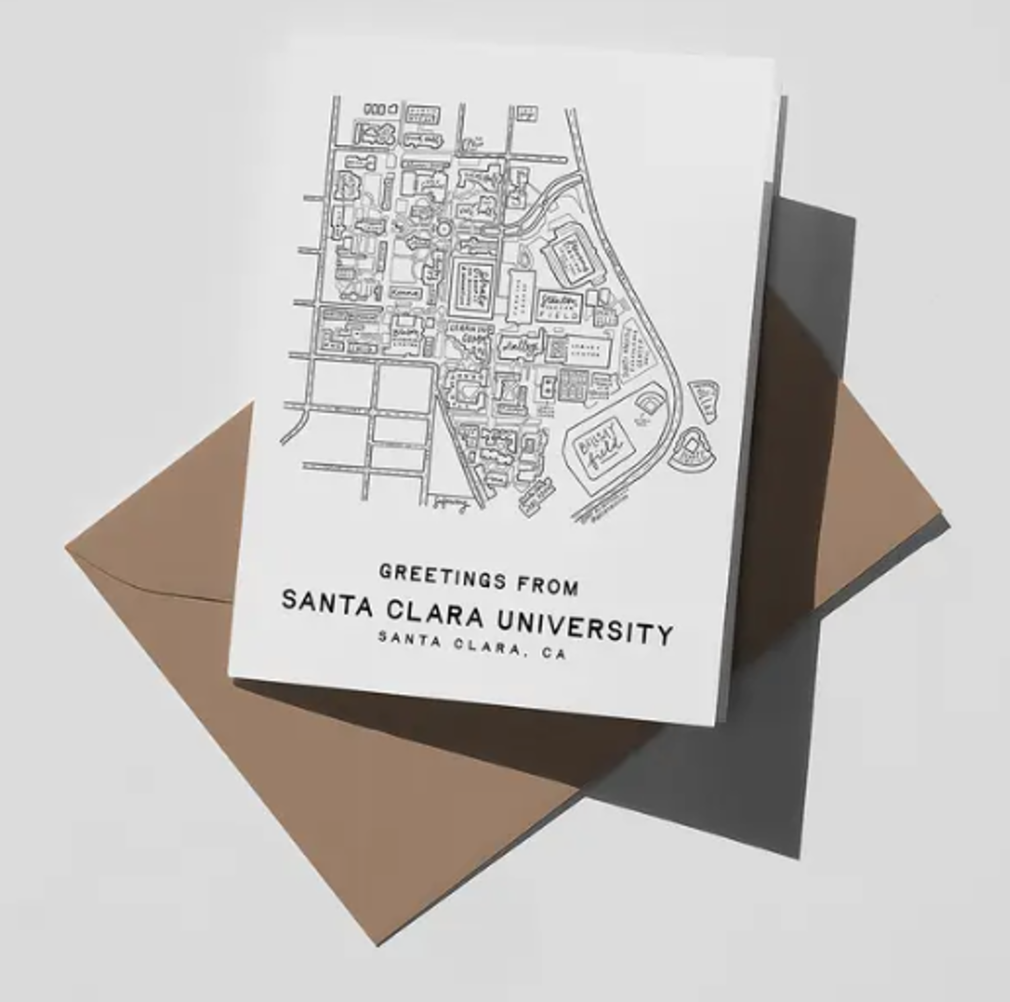 Product image 1 of 1 for Santa Clara University Campus Map Greeting Card