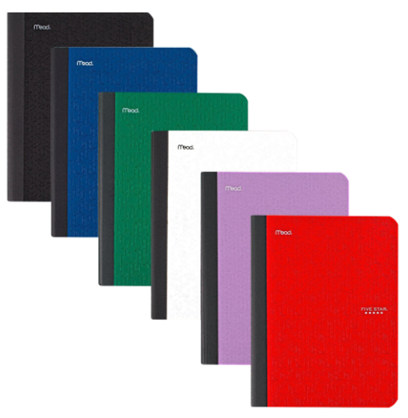 Five Star College Ruled Composition Notebook, 80 Sheets, Assorted Colors; $12.98