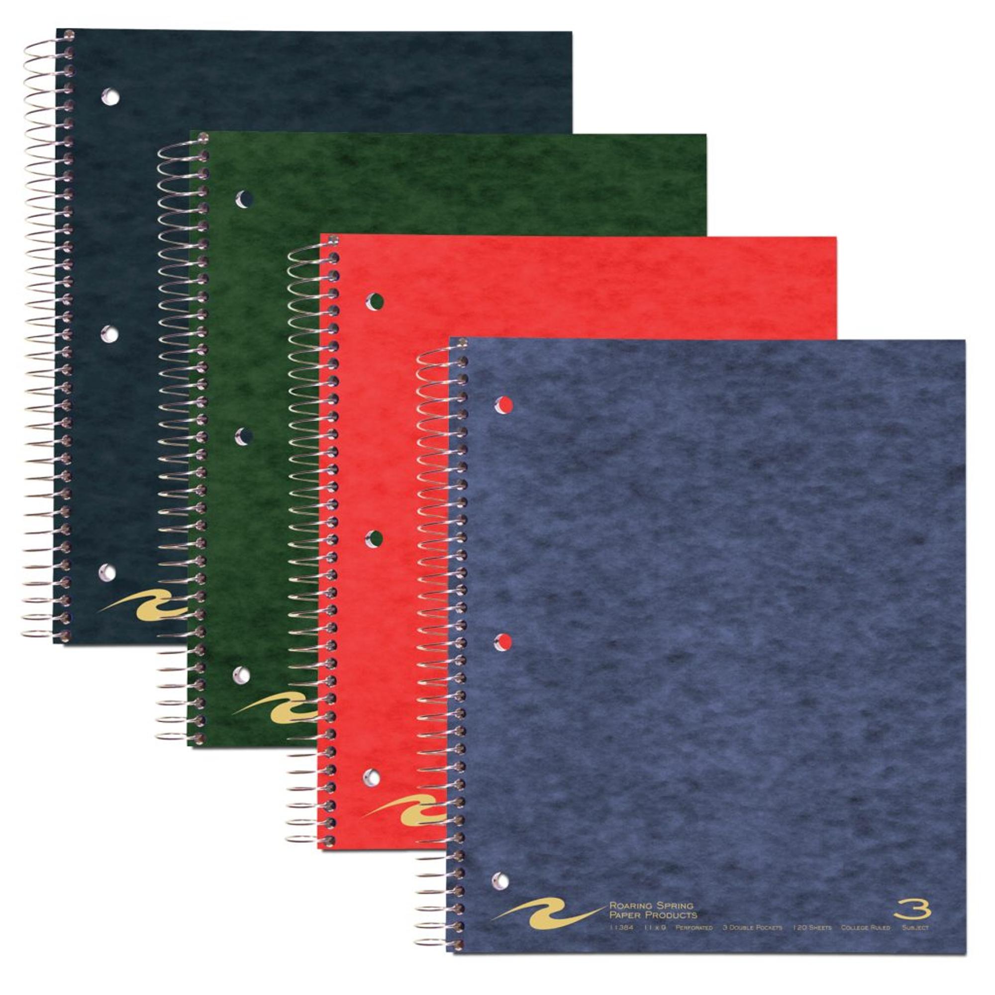 image of: Three Subject Notebook with Pockets 9x11