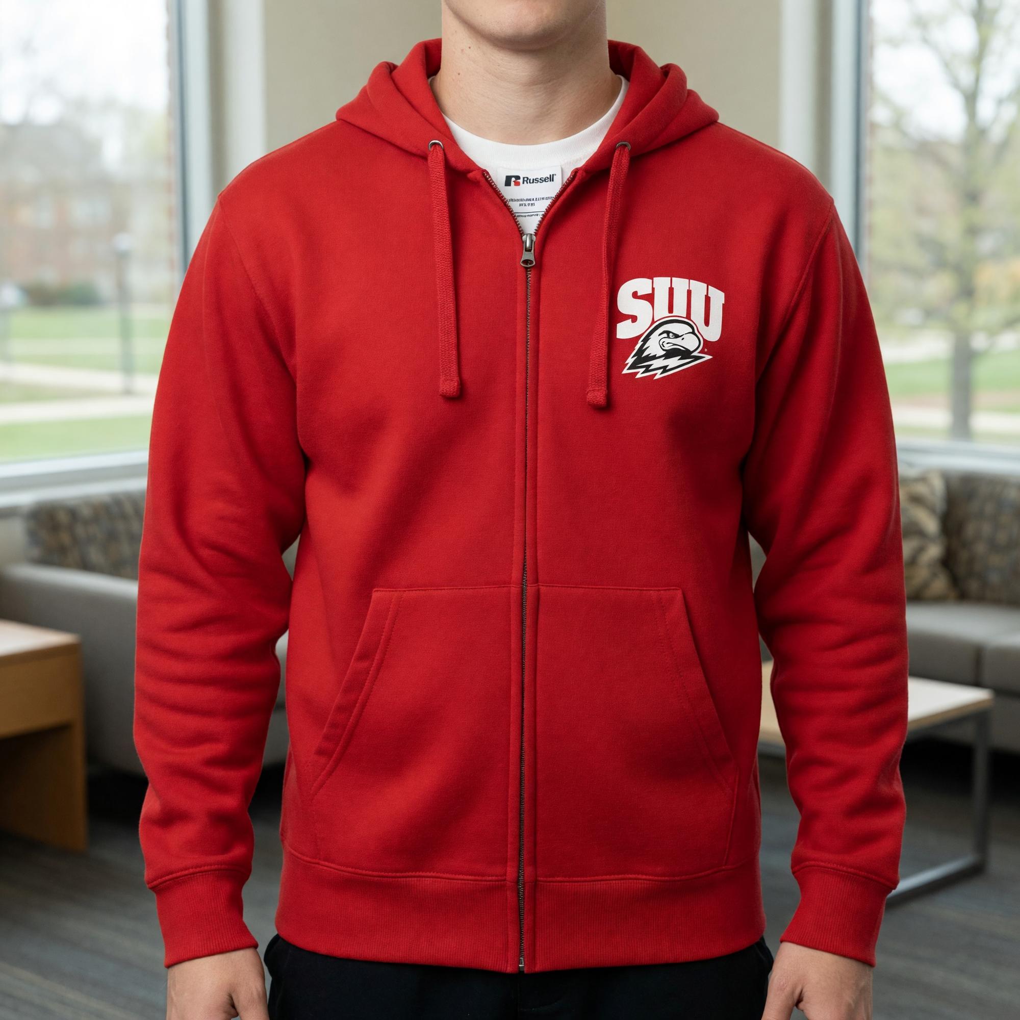 Product image 3 of 3 for CHAMPION FULL ZIP HOOD RED SUU THOR LEFT CHEST SOUTHERN UTAH ON BACK
