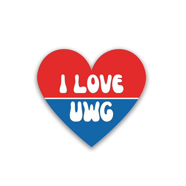 I LOVE UWG HEART STICKER; $1.49