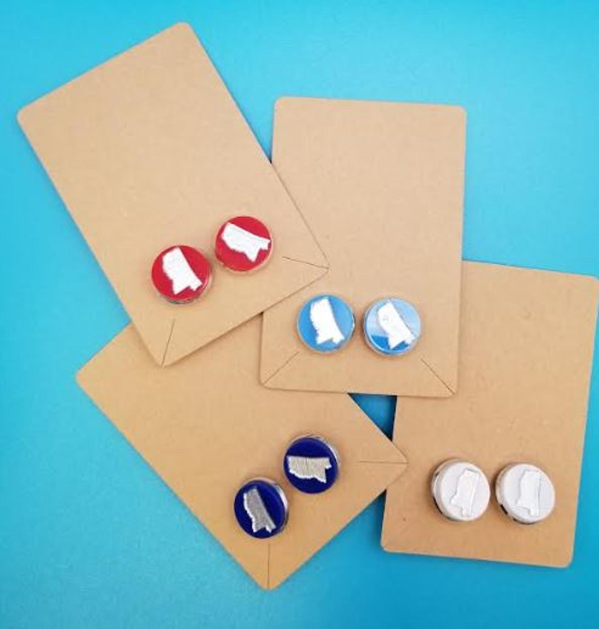 image of: Mississippi Silver Embellished Acrylic Stud Earrings