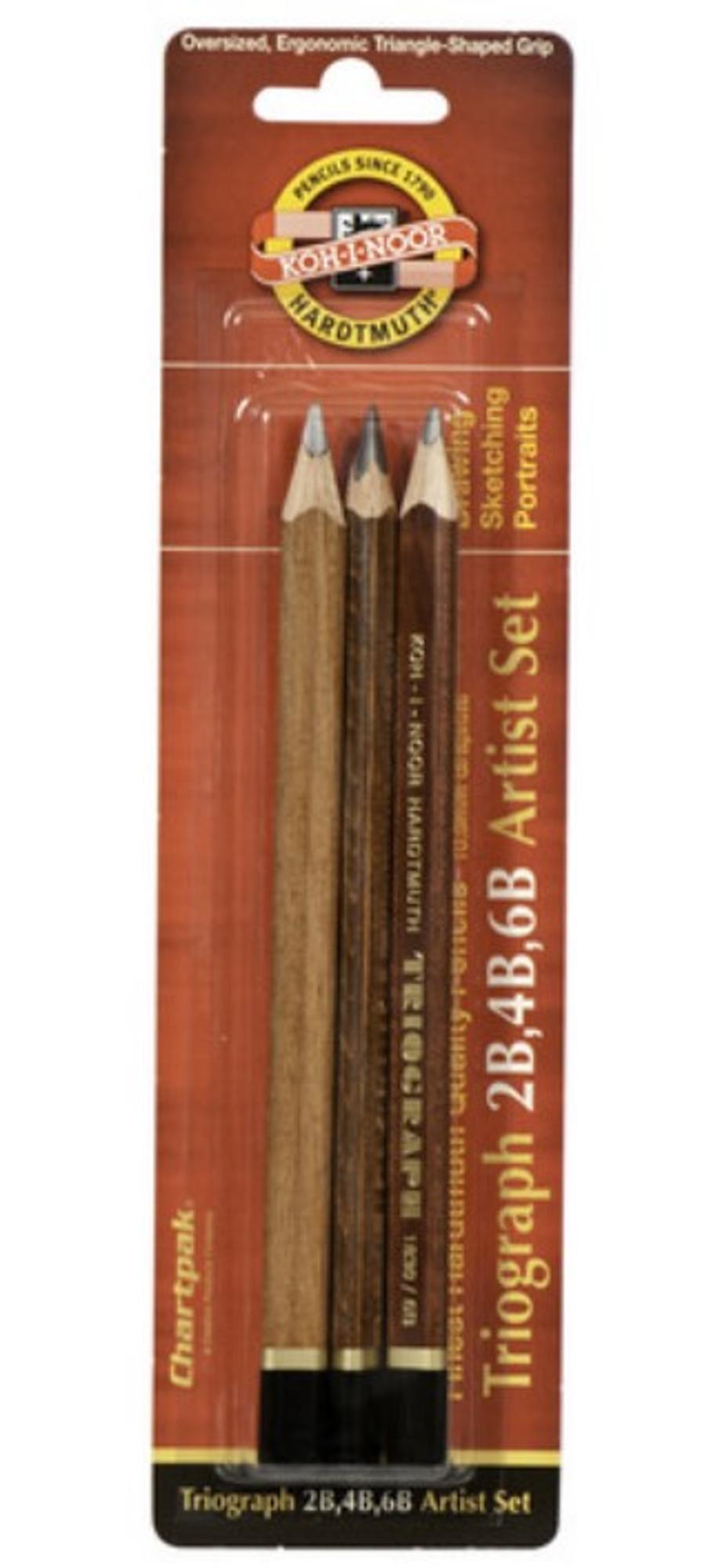 image of: Triograph Pencil Set 3pc 2B, 4B, 6B