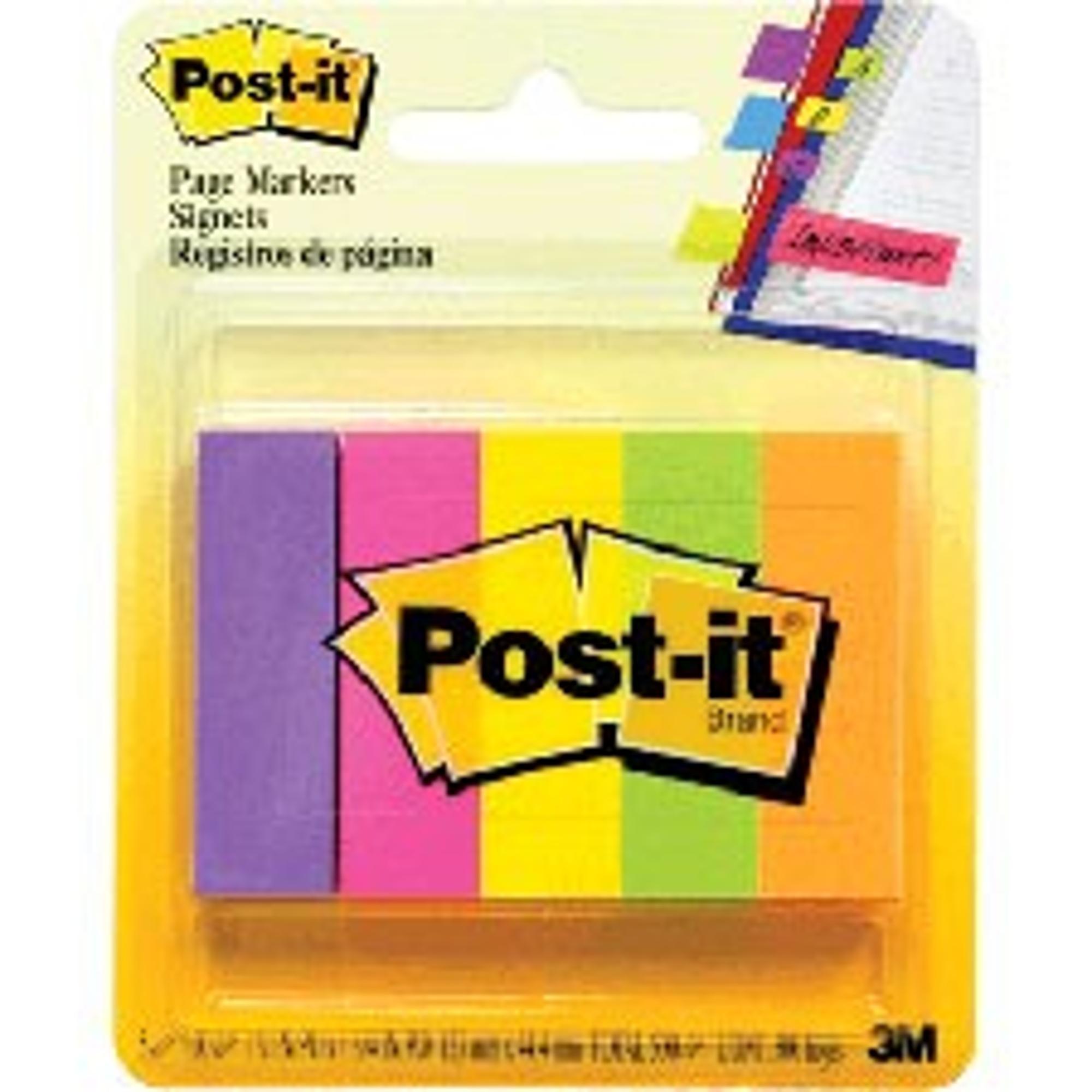 image of: POST-IT PAGE MARKERS .5 X 2 FLUORSCENT