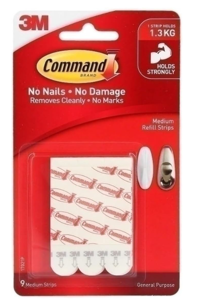 Command Adhesive Replacement Strip White Medium; $3.99