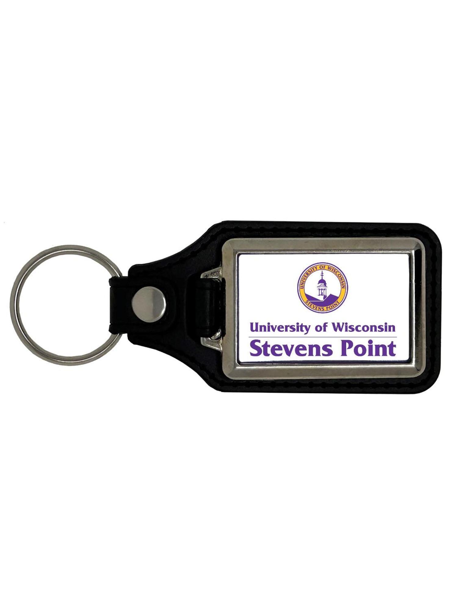 Product image 1 of 1 for UWSP Leather Rectangle Key Fob