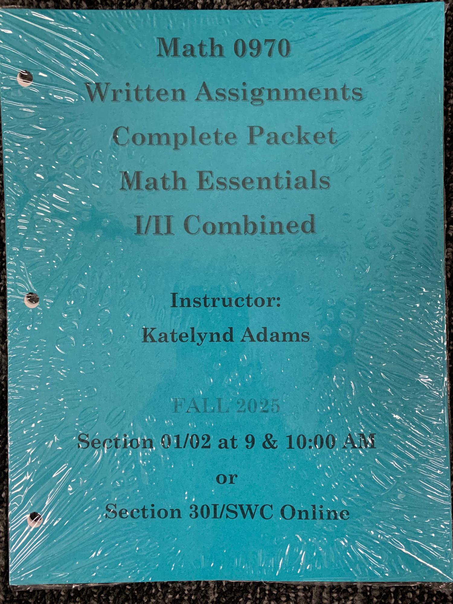 Cover image for MATH 0970 ASSIGNMENTS - ADAMS
