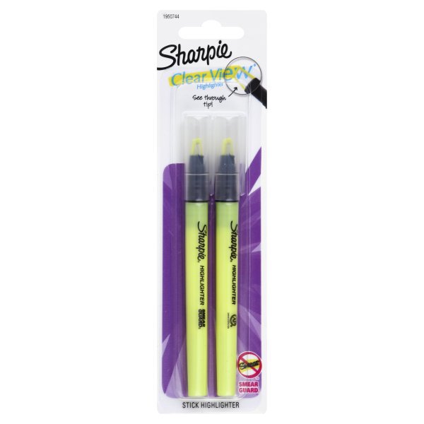image of: Sharpie Clear View Stick Highlighters Yellow 2pk