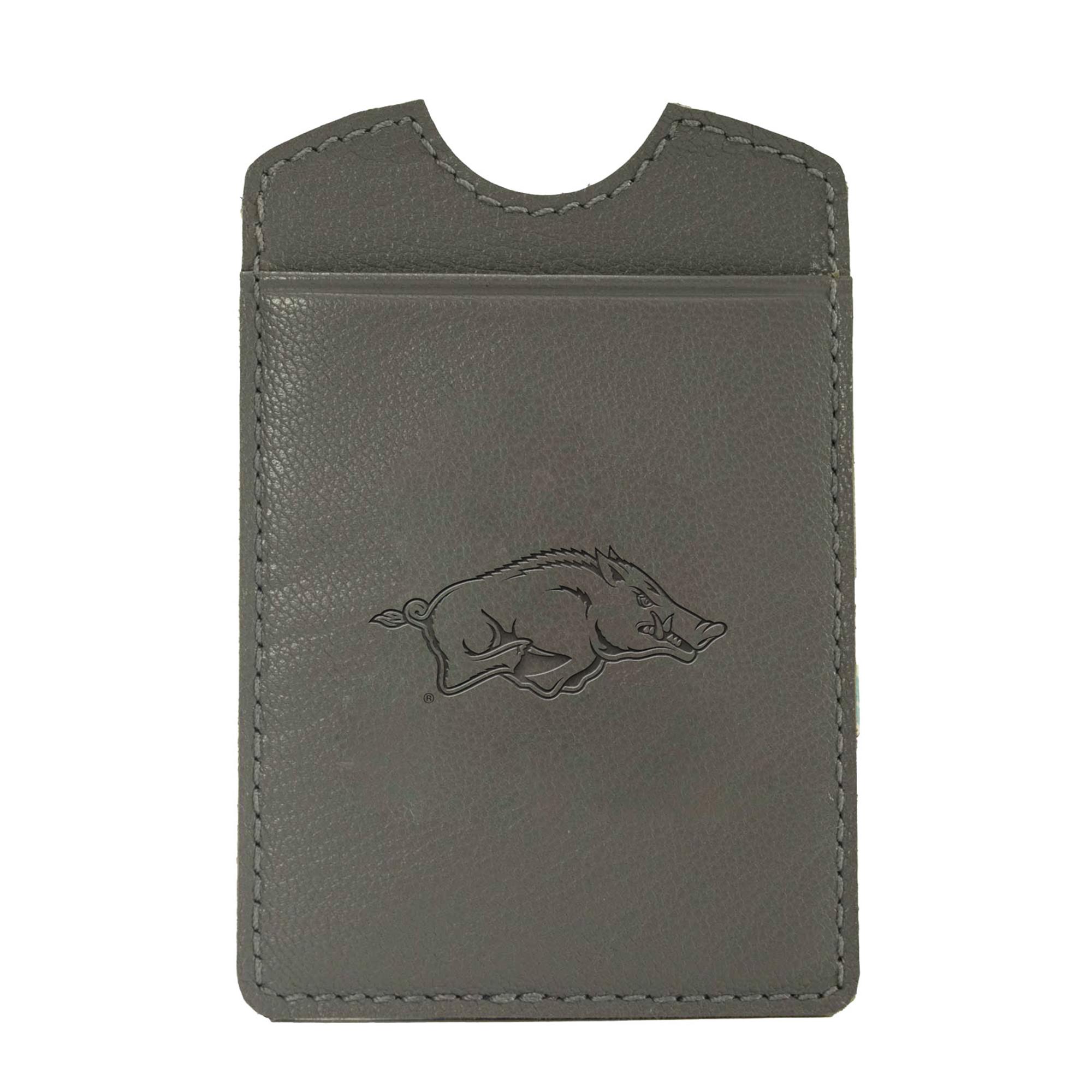 image of: Arkansas Razorbacks Leather Running Hog Phone Wallet - Grey