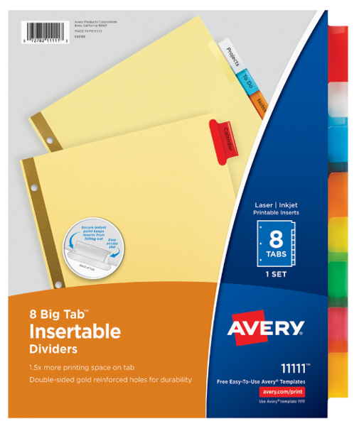 Avery Big Tab Insertable Buff Paper Dividers, 8 Tabs; $1.99