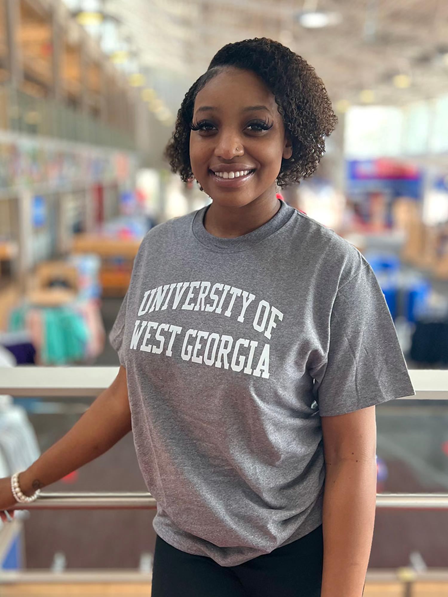 image of: UNIV. WEST GA TEXT ROLLED TEE