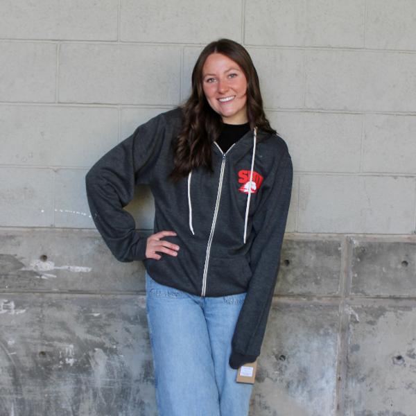 MV RETRO HEATHER FULL ZIP CHARCOAL HEATH; $36.99