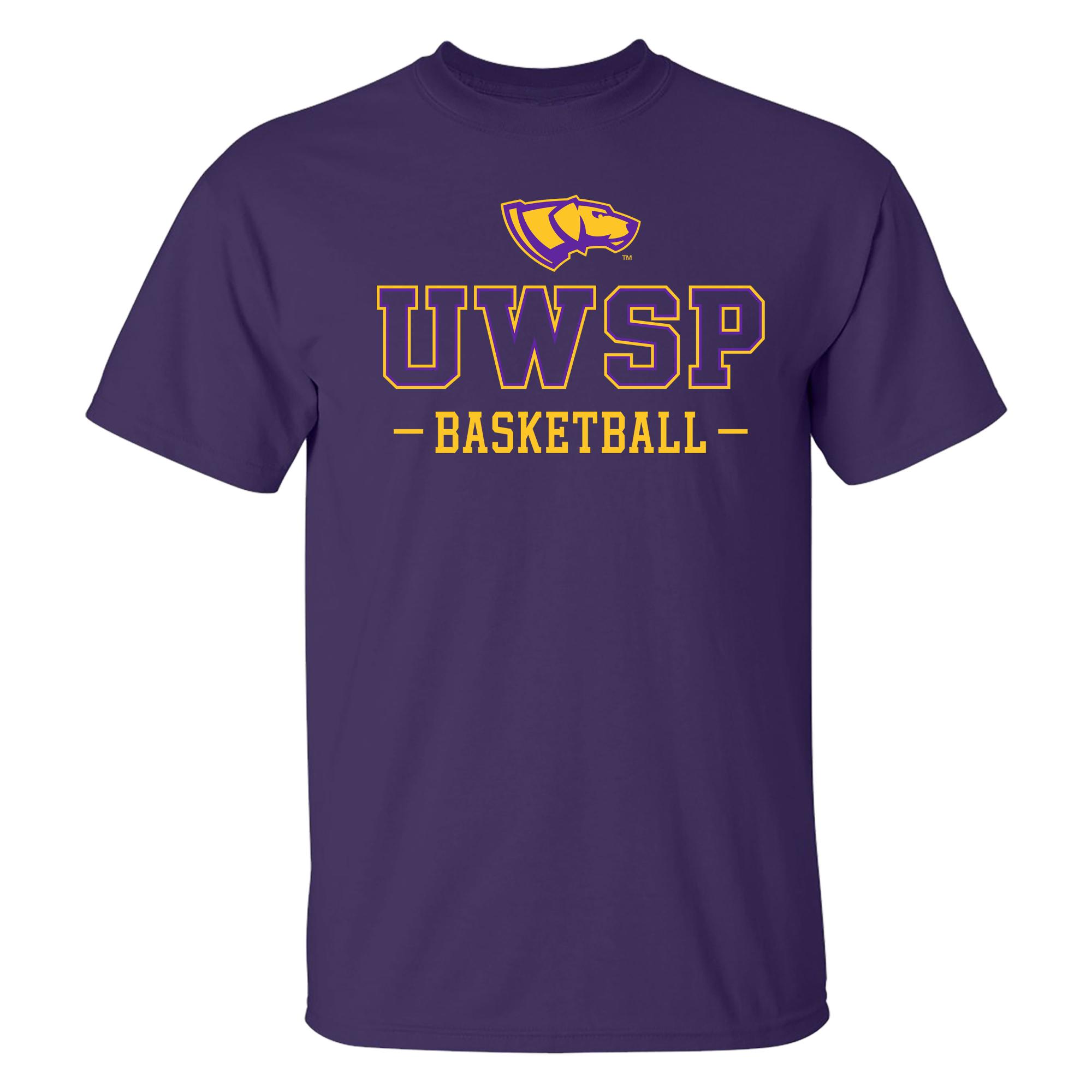 Product image 1 of 1 for UWSP Cotton Short Sleeve Tee, Basketball Logo, Athletic Purple
