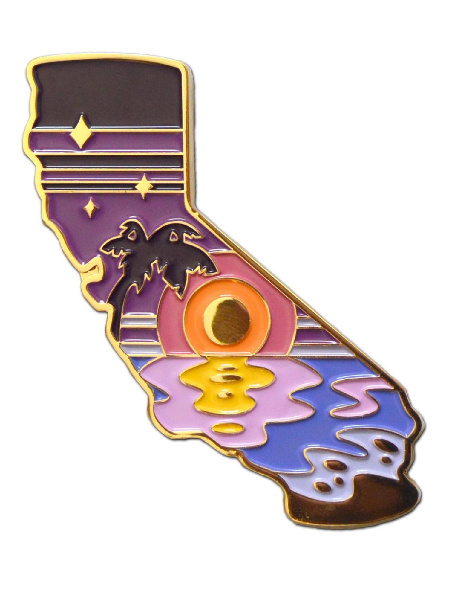 California Retro Sunset Enamel Magnet