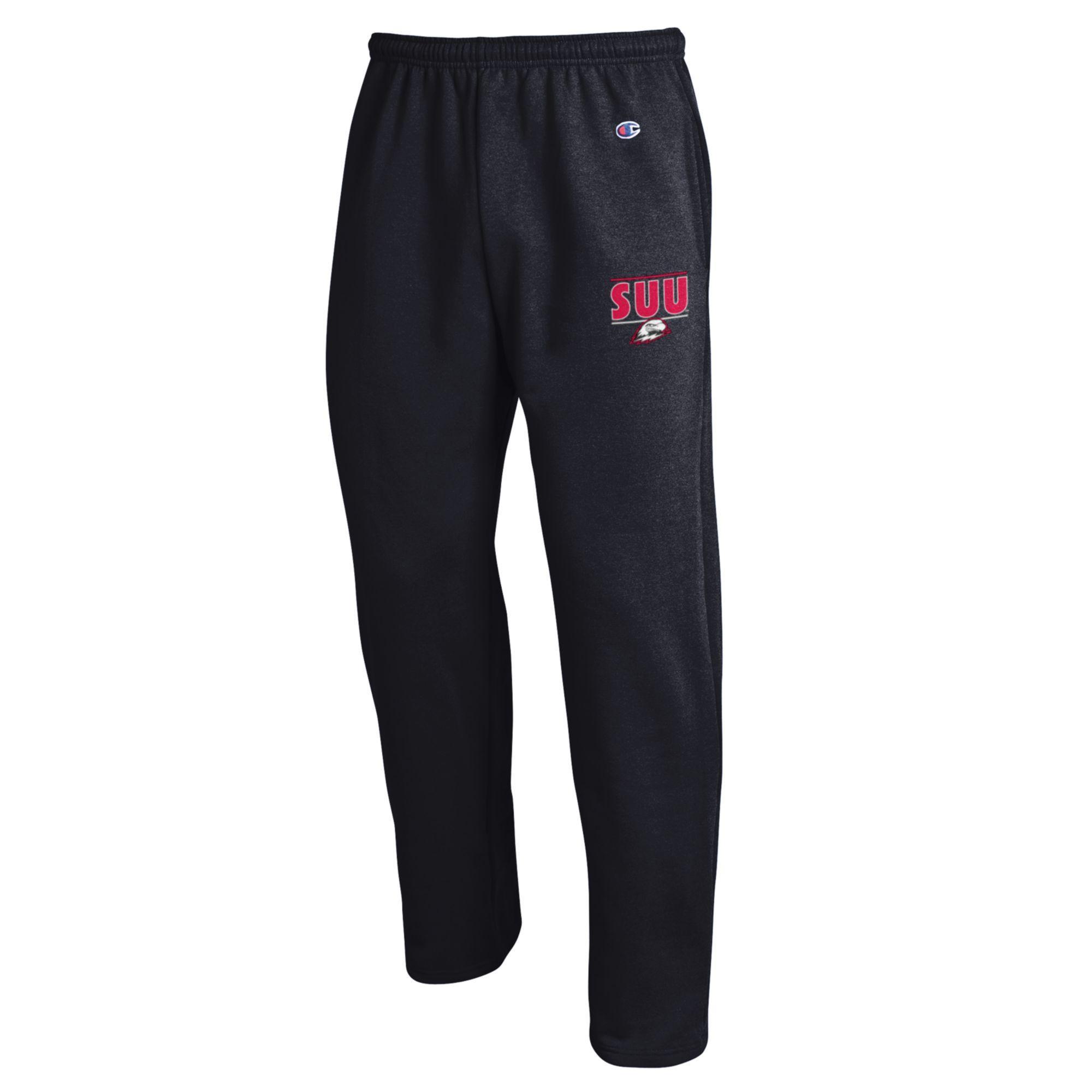 image of: CHAMPION SWEATPANTS BLACK SUU/THOR UPPER LEFT LEG